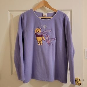 Disney Lavender Purple Winnie the Pooh and Piglet Fleece Cozy Sweater